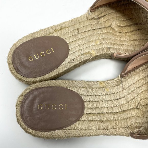 SOLD Gucci Marmont GG Espadrille Sandals Matelasse Brown Quilted Flat Sz 37 US 7 - Picture 9 of 13